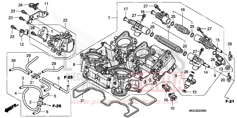 THROTTLE BODY for VFR1200F Dual Clutch PEARL SUNBEAM WHITE (NHA66) from 2011
